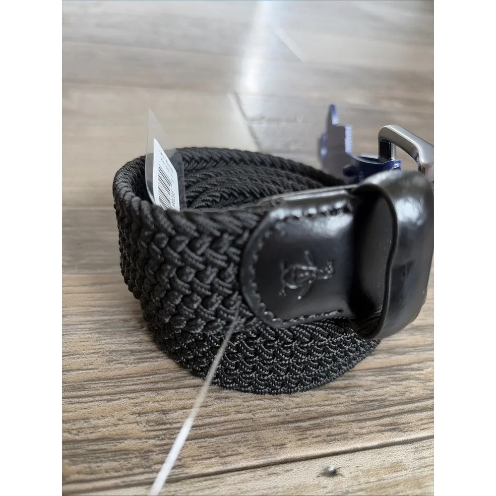 Penguin Stretch Belt Genuine Leather Woven Black Men's Size Small (30-32)